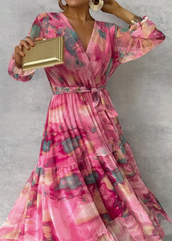 Long-sleeved Floral Print Dress - Image 2