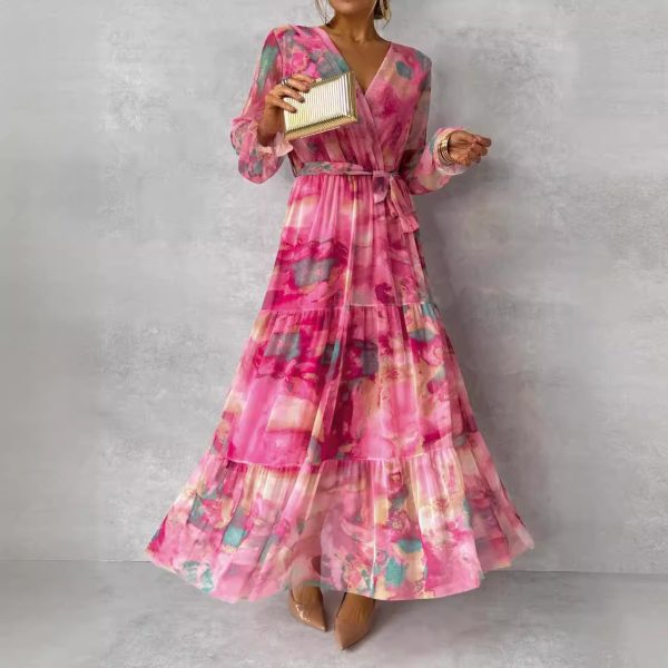 Long-sleeved Floral Print Dress