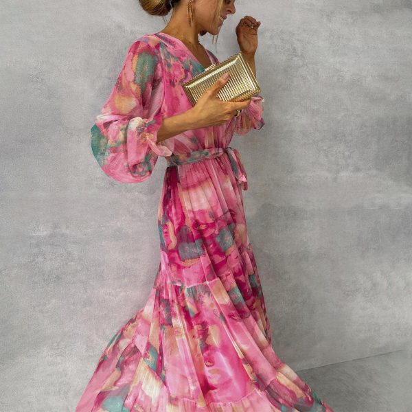 Long-sleeved Floral Print Dress - Image 4